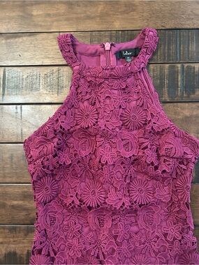 Lulu's Magenta Floral Crochet Dress
